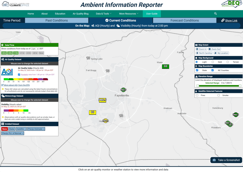 New hourly AQI layer displays all available monitors and pollutants.